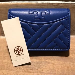 TORY BURCH ALEXA FOLDABLE MINI WALLET REGAL BLUE